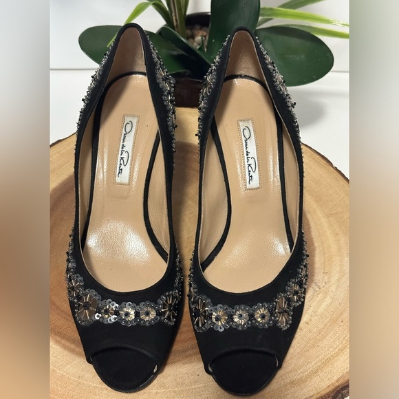 💎Oscar de la Renta Suede Heels with Embellishments - Women's Size 38💎 - Picture 3 of 16
